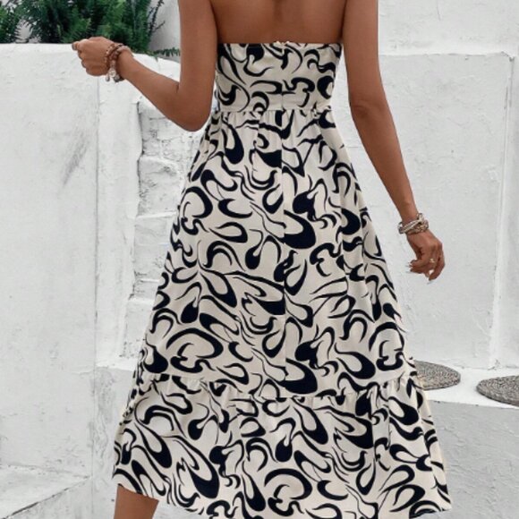 Backless Ruffle Hem Halter Dress - Picture 2 of 2